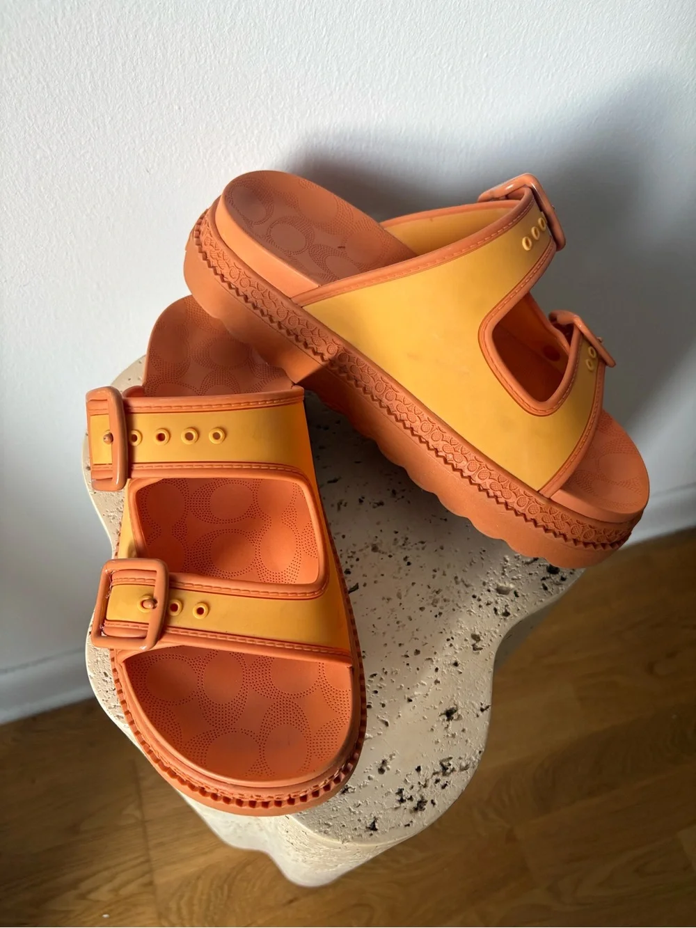 Coach- Orange Lucy Rubber Platform Sandals